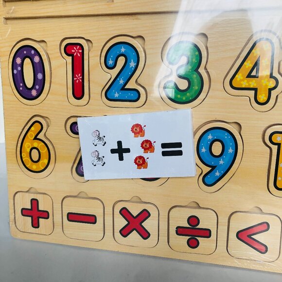 Wooden Numbers Puzzle with Math Equation Cards New Sealed Age 5+ - Picture 10 of 11